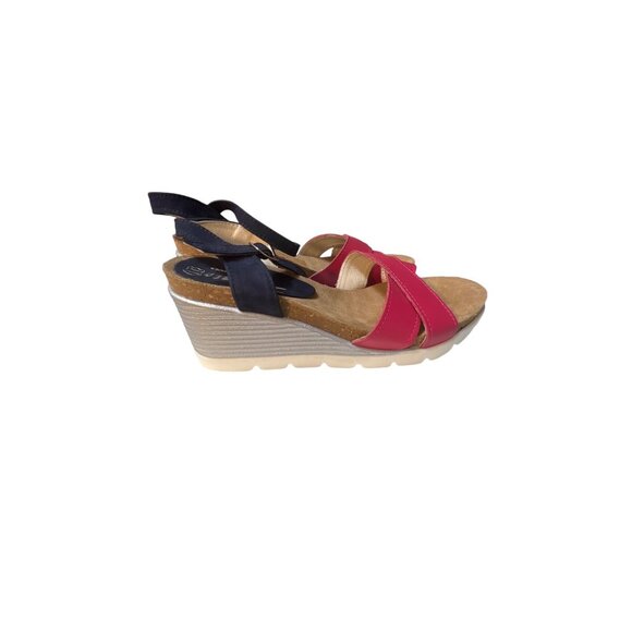 Zapatos Red & Navy Wedge Sandals Size 9 Made In Spain For Women NWOT - Picture 3 of 6